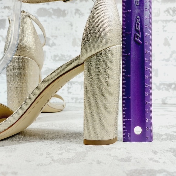 New Sam Edelman Yaro Gold Ankle Strap High Heel Sandal T496 - Picture 9 of 12